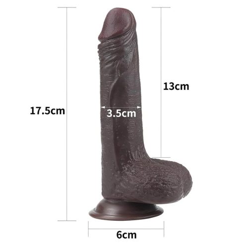Lovetoy nagy barna dildó herés kivitelben - 17 cm