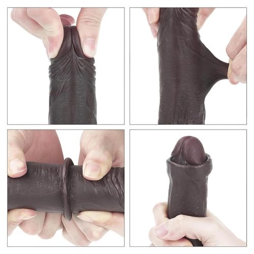 Lovetoy nagy barna dildó herés kivitelben - 17 cm