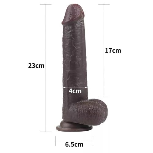 Lovetoy nagy barna dildó herés kivitelben - 23 cm