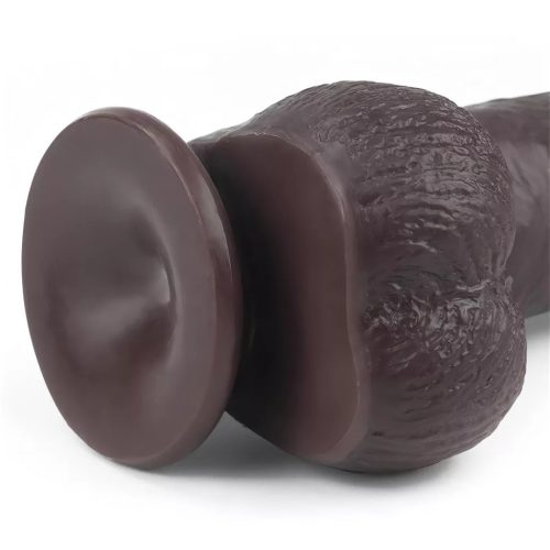 Lovetoy nagy barna dildó herés kivitelben - 23 cm