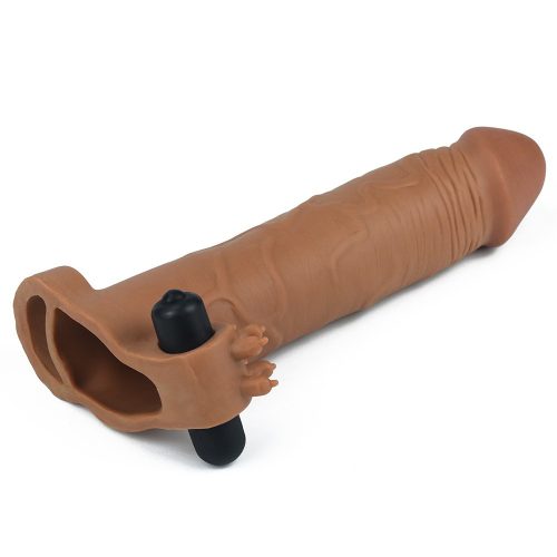  X-tender barna vibrációs péniszköpeny - nagy