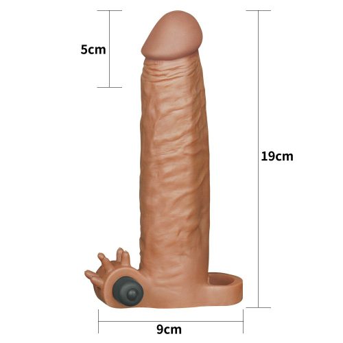  X-tender barna vibrációs péniszköpeny - 19 cm