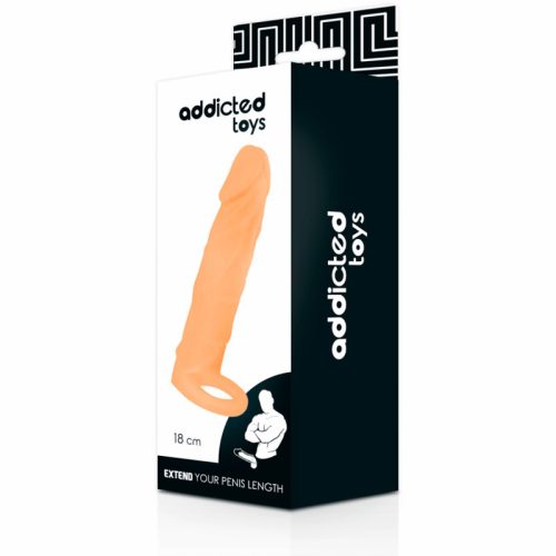 Addicted péniszvastagító köpeny heregyűrűvel - 18 cm