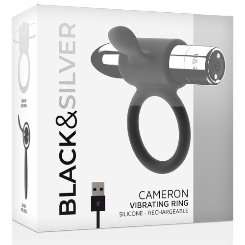 Black& silver Cameron tölthető szilikon vibrogyűrű