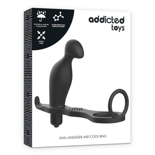 Addicted akkus prosztata vibrátor pénisz és heregyűrűvel