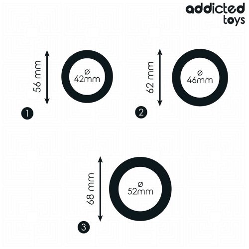 Addicted toys fekete szilikon péniszgyűrű szett - 3 db