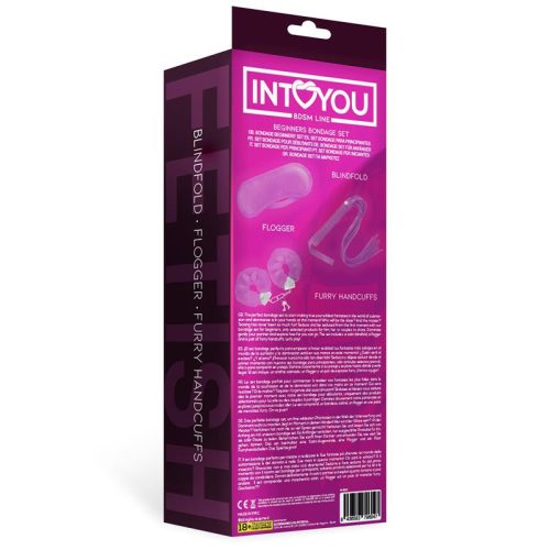 Intoyou lila kötöző szett - bilincs,szemmaszk,ostor