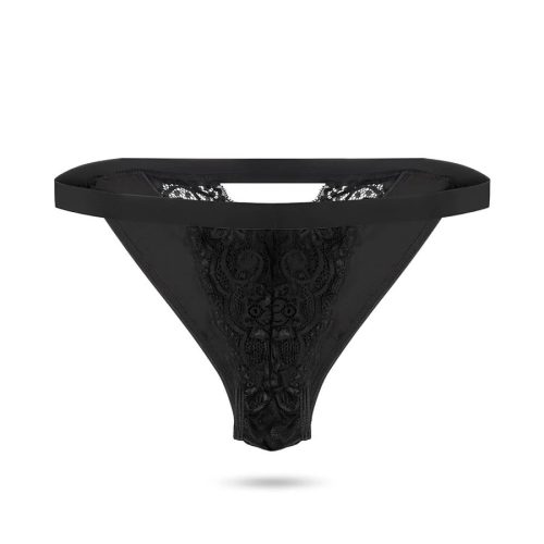 Exkluzív akkus rádiós vibrációs fekete tanga - Pantyrebel