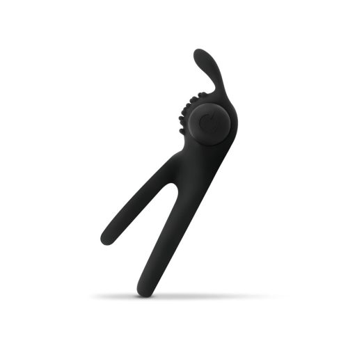 Easytoys Share Ring - vibrációs fekete pénisz- és heregyűrű