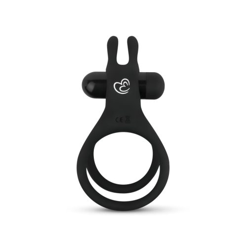 Easytoys Share Ring - vibrációs fekete pénisz- és heregyűrű