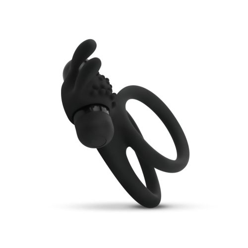 Easytoys Share Ring - vibrációs fekete pénisz- és heregyűrű