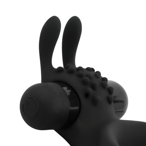 Easytoys Share Ring - vibrációs fekete pénisz- és heregyűrű
