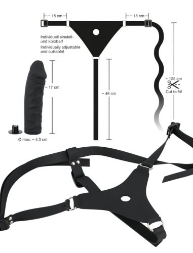 You2Toys - Silicone Strap-On - felcsatolható dildó (fekete)