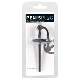   Penisplug - szilikon makkgyűrű üreges dilátorrall (fekete)