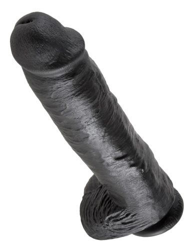 King Cock 11 - nagy tapadókorongos, herés dildó (28cm) - fekete