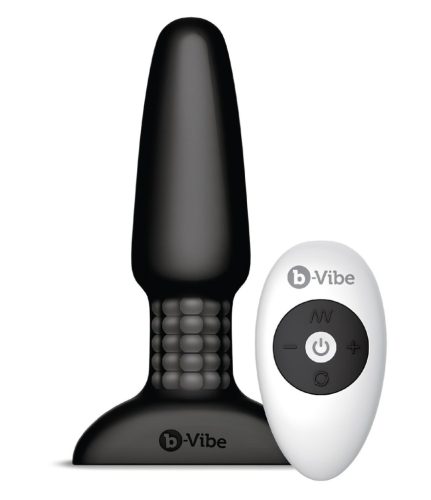 / b-Vibe - forgó gyöngyös, akkus anál vibrátor (fekete)