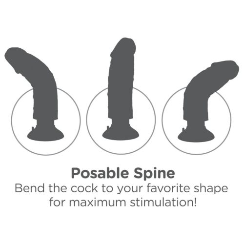 King Cock 7 tapadókorongos vibrátor (18 cm) - natúr