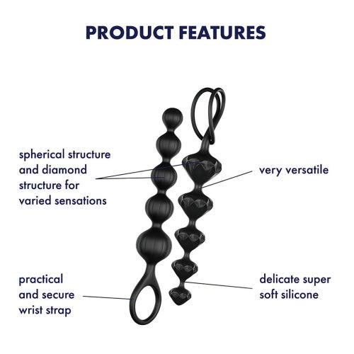 Satisfyer Love Beads - gyöngyös anál dildó szett (fekete)