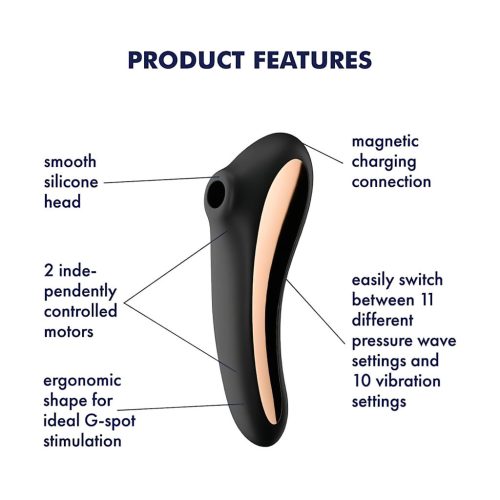 Satisfyer Dual Kiss - akkus hüvelyi és csikló vibrátor (fekete)