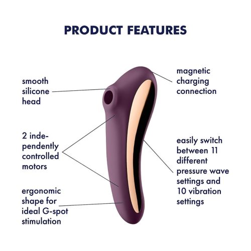 Satisfyer Dual Kiss - 2in1, hüvelyi és csikló vibrátor (lila)