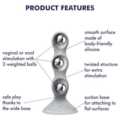 Satisfyer Triple Ball-R - gyöngyös dildó (szürke)