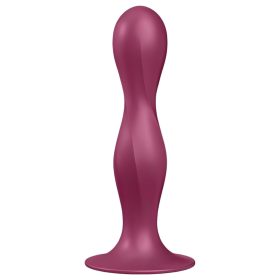   Satisfyer Double Ball-R - tapadókorongos súlyozott dildó (piros)
