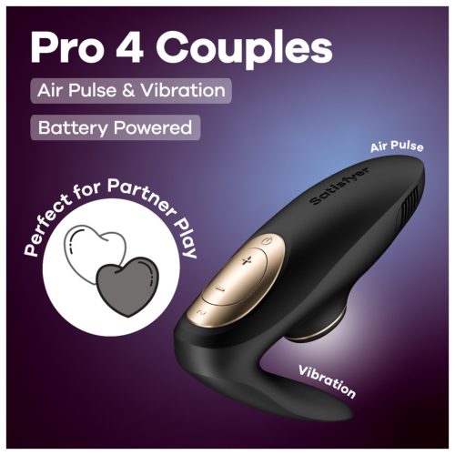 Satisfyer Pro 4 Couples - léghullámos párvibrátor (fekete)