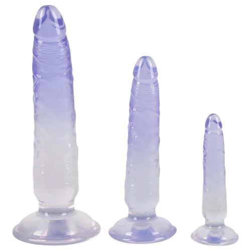 Crystal Clear - anál tréner dildó készlet - 3db (átlátszó-kék)