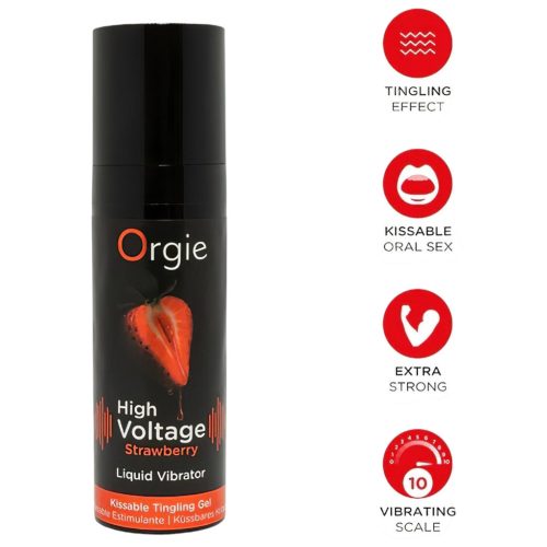 Orgie High Voltage - folyékony vibrátor - eper (15 ml)