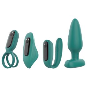   Sex HD - akkus, távirányítós, 4 részes vibrátor szett (zöld)