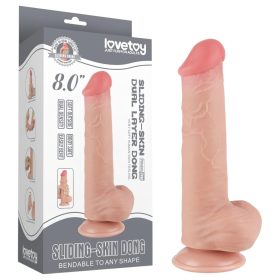   Lovetoy Sliding-Skin - herés kétrétegű dildó - 20,8 cm (natúr)