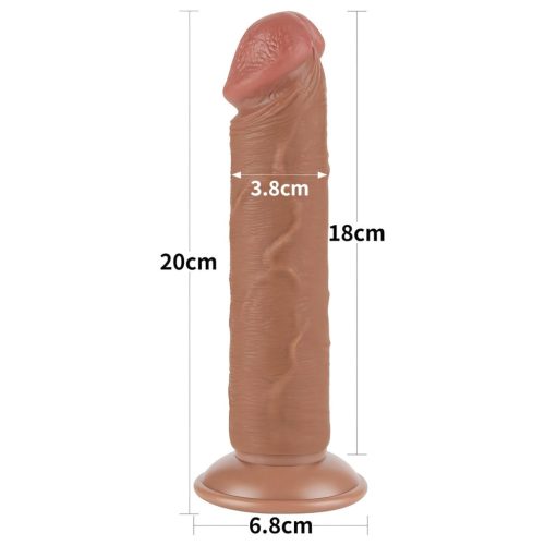 Lovetoy Sliding-Skin - tapadókorongos kétrétegű dildó - 20 cm (natúr)