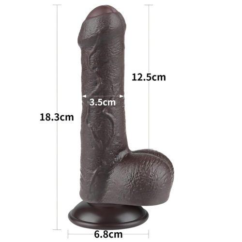 Lovetoy Sliding-Skin - herés kétrétegű dildó - 18,3 cm (barna)