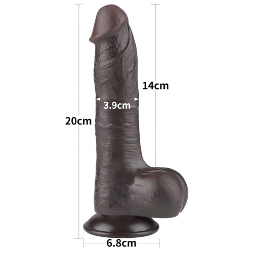 Lovetoy Sliding-Skin - herés kétrétegű dildó - 20 cm (barna)