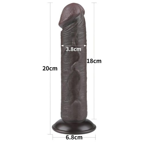 Lovetoy Sliding-Skin - tapadókorongos kétrétegű dildó - 20 cm (barna)