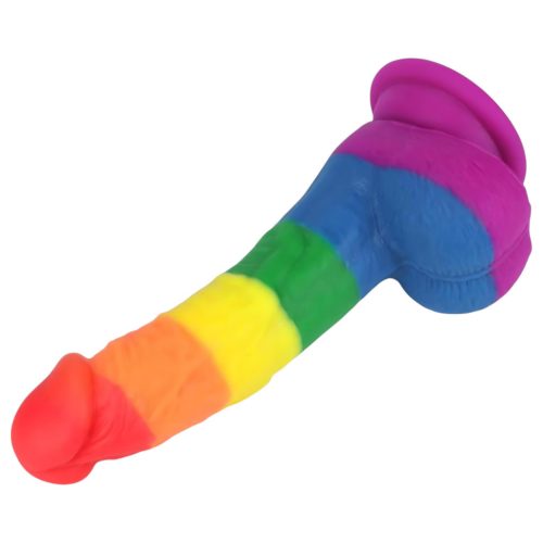 Lovetoy Prider - élethű szilikon dildó - 19cm (szivárvány)