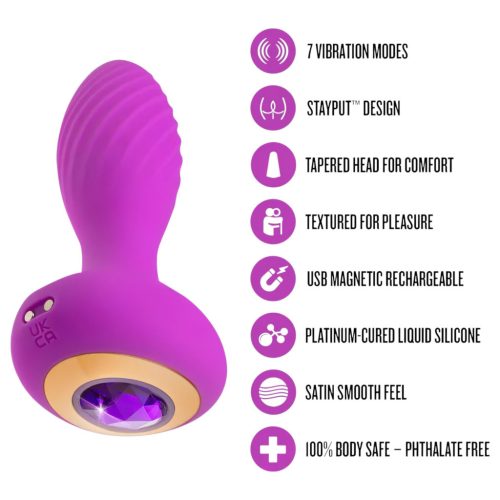 Oh My Gem - vibrációs anál plug kővel (lila)