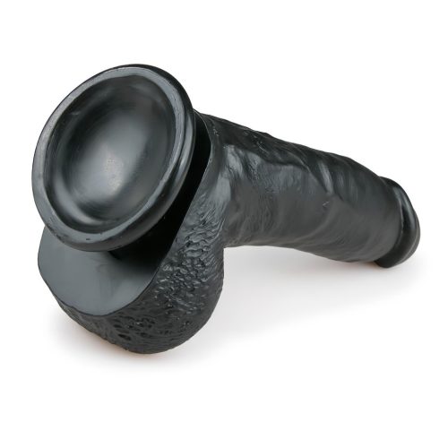 Easytoys - tapadókorongos, herés dildó (20cm) - fekete