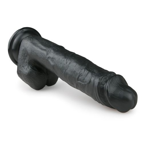Easytoys - tapadókorongos, herés nagy dildó (26,5cm) - fekete