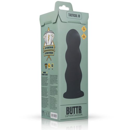 BUTTR Tactical III - tapadókorongos dildó (fekete)