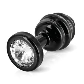 DIOGOL Anni - bordázott anál plug - fekete - (3cm)